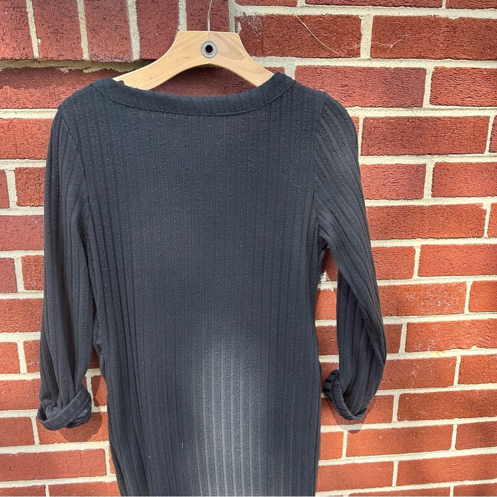 Long Sleeve Button Up Ribbed Dress - Picture 3 of 3